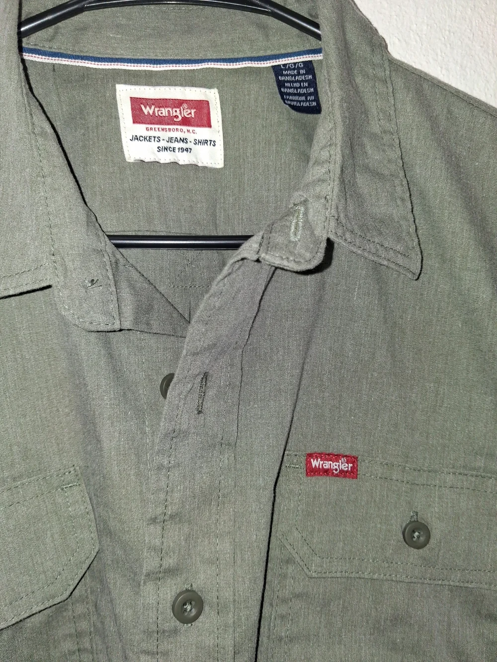 Wrangler Men's Long Sleeve Olive Shirt
